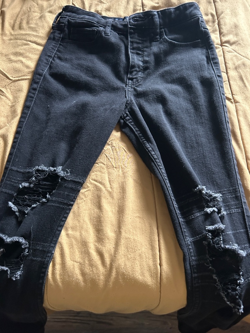 Hollister Black Distressed Ripped Jeans
